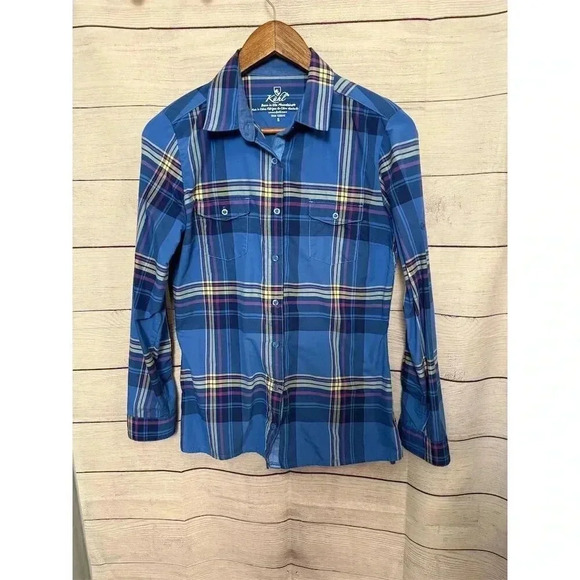 Kuhl Tops - Kuhl Women's Plaid Flannel Button-Up Shirt Blue Size S Casual Long Sleeve